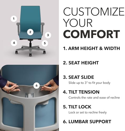 HON Ignition 2.0 Ergonomic Office Chair, Lumbar Support, Desk Chair, Sky - Image 3