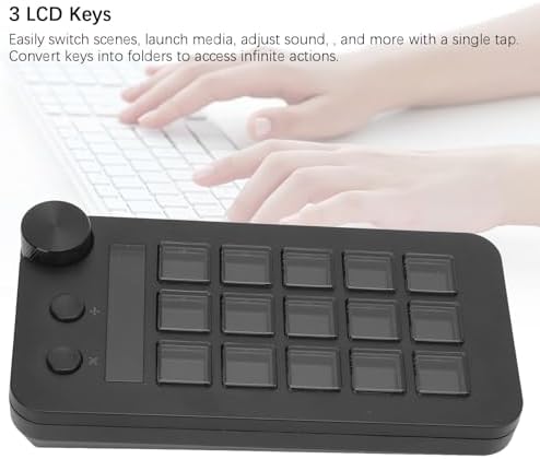 Stream Controller, Stream Control Deck with Knob 15 Macro Keys, Customizable Visual Keyboard Trigger Actions in Apps Software for PC, LCD Keys Stream Controller (Black) - Image 4