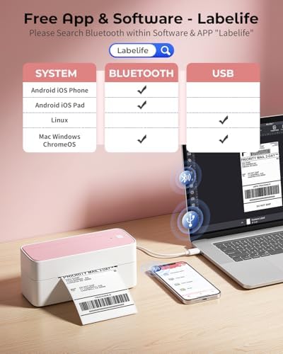 Phomemo Bluetooth Thermal Label Printer, 241BT Label Printer & 20Pcs Labels - Image 2