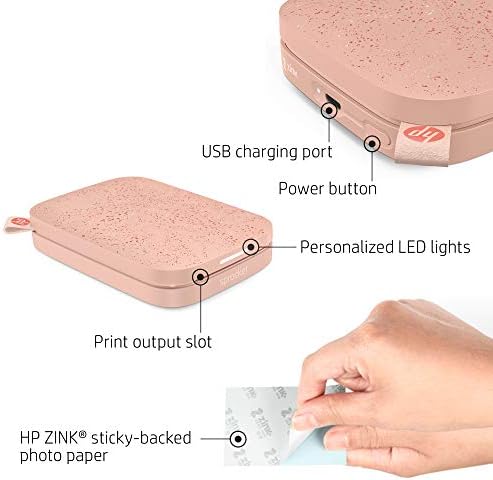 HP Sprocket Portable 2x3 Instant Photo Printer (Blush Pink) Zink Paper Bundle - Image 2