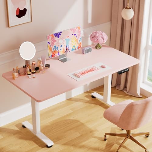 Veken 55 Inch Large Electric Standing Desk, Gaming Table, Pink - Image 2