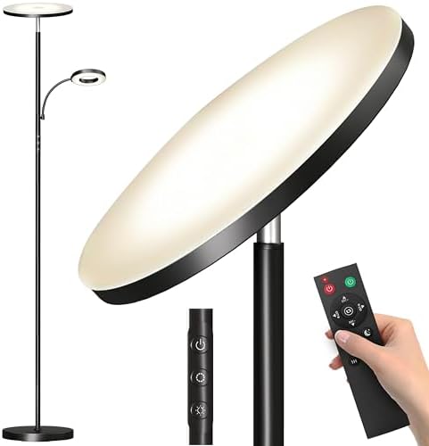 marctronic Floor Lamp, Upgraded 42W 4000LM Super Bright LED Floor Lamp for Living Room Bedroom, Dimmable Standing Reading Floor Lamps with Remote & Touch Control by Marctronic