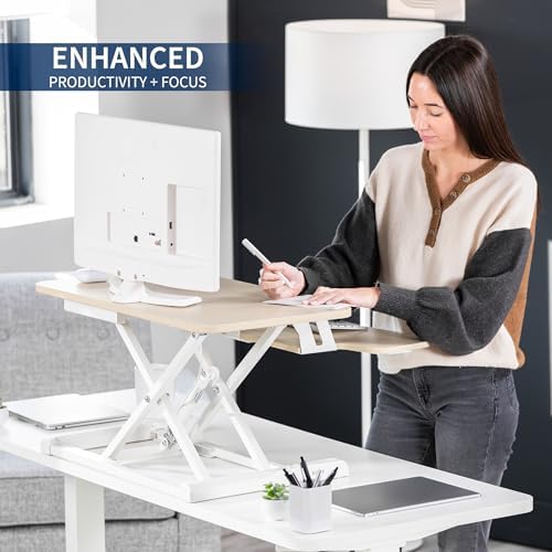 VIVO Light Wood 28 inch Standing Desk Converter, DESK-V028KF - Image 4