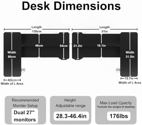 Acrolix L Shaped Electric Standing Desk,51x31.5 Reversible,Oak - Image 3