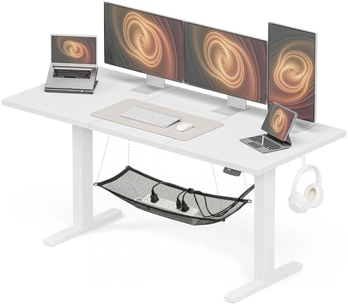 Acrolix 63x24 Electric Standing Desk with Cable Net, White by Acrolix