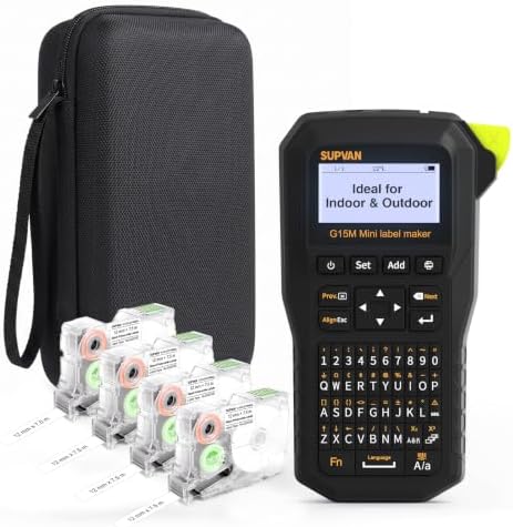 SUPVAN G15M Mini Portable Label Maker with 4 Tapes & Carrying Case by SUPVAN