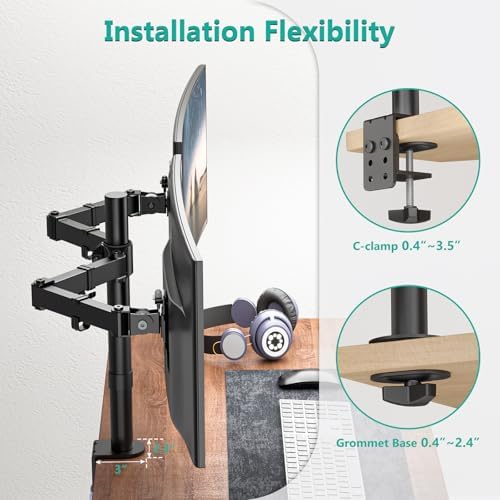 WALI Articulating Dual Monitor Stand for 13-32 inch Screens, 22 lbs per Arm - Image 6