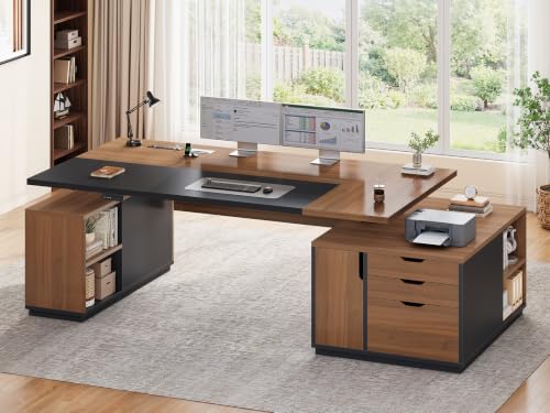 SEDETA 77.1" Executive Large Electric Standing Desk, Brown by SEDETA