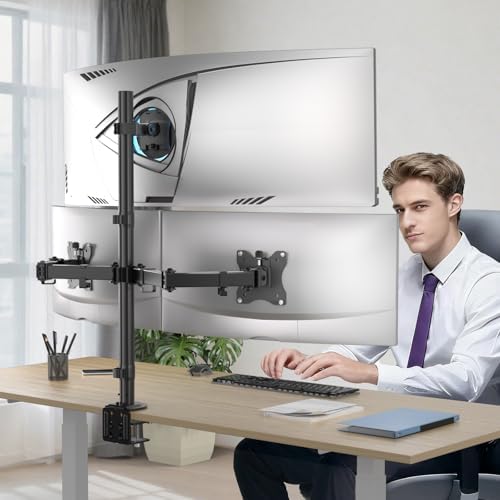 WALI Triple Monitor Mount for up to 49 inch Ultrawides on Top Bracket and 32 inch Screens on Side Brackets, Extra Tall 3 Monitors Desk Mount, Heavy Duty Monitor Arm up to 44 lbs (M003-P), Black - Image 6
