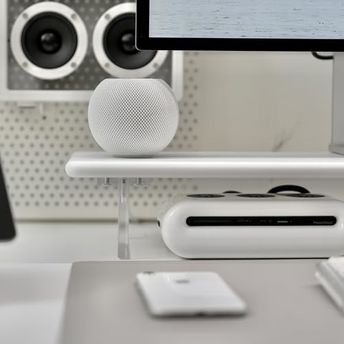 Bamboo Monitor Stand Riser, Natural Desk Shelf with Acrylic Legs - Image 4