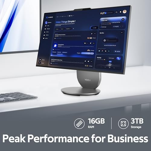 Lenovo Yoga All-in-One Desktop AI PC, 27" QHD IPS+120Hz Display, Intel Ultra 7 255H, 16GB LPDDR5X, 3TB Storage(2TB SSD&1TB Docking Station), Intel Arc GPU, Wireless Charging, Wi-Fi 7, Win 11 Pro, Gray - Image 3