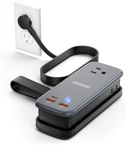 NTONPOWER 100W GAN Ultra Travel Power Strip, 7-in-1 USB C Charging Station with 3 Outlets 4 USB (2 Fast Charge)& 5FT Extension Cord, Compact Desktop Charger for MacBook, iPhone, Cruise, Office, Black by NTONPOWER