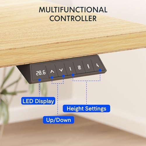 FLEXISPOT EN2 40"x24" Whole-Piece Standing Desk with Power Strip, Maple - Image 4