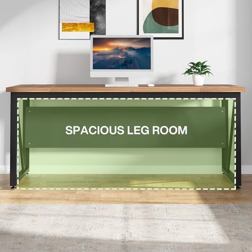 Tribesigns 63 inches Executive Desk and 47" lateral File Cabinet, L-Shaped Computer Desk Home Office Business Furniture with Drawers and Storage Shelves, Office Table,Brown and Black - Image 5
