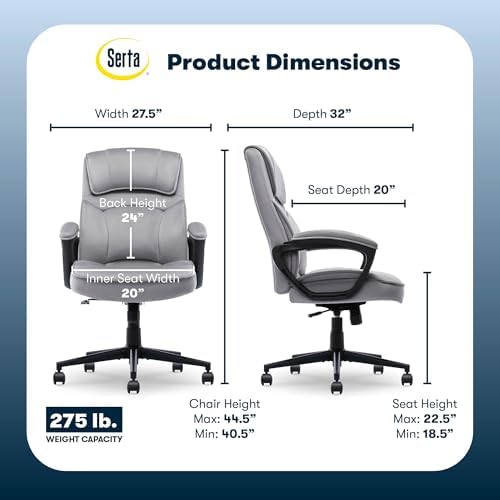 Serta Executive Office Chair with Lumbar Support, Soft Velvet Fabric Chair - Image 2