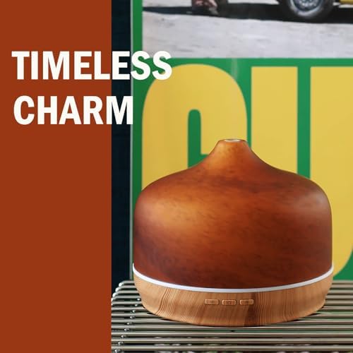 Porseme 500ml Glass Essential Oil Diffuser Aromatherapy Ultrasonic Cool Mist Humidifier 15-21 Running Hours Waterless Auto-Off Air Diffusers for Sleeping Yoga Working Spa(Caramel) - Image 2