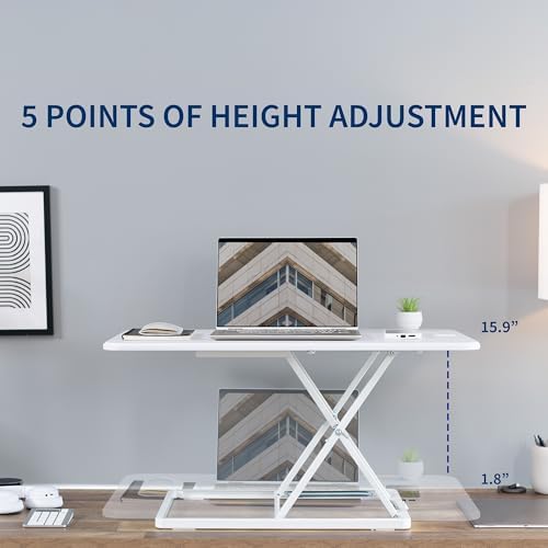VIVO White 32 in Single Top Standing Desk Converter, DESK-V032JW - Image 5