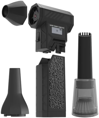 Cordless Electric Air Duster & Vacuum Cleaner–180000RPM Rechargeable Handheld Blower with LED Light, 5 Nozzles & Replaceable Battery for Car, Keyboard, PC & Home Cleaning(Replaces Compressed Air Cans) by Refilerss