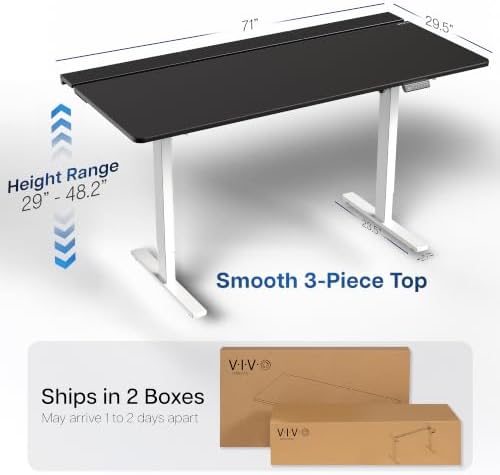 VIVO Black 71 x 30 in Standing Desk, DESK-KIT-1W6-P3B-71 - Image 4
