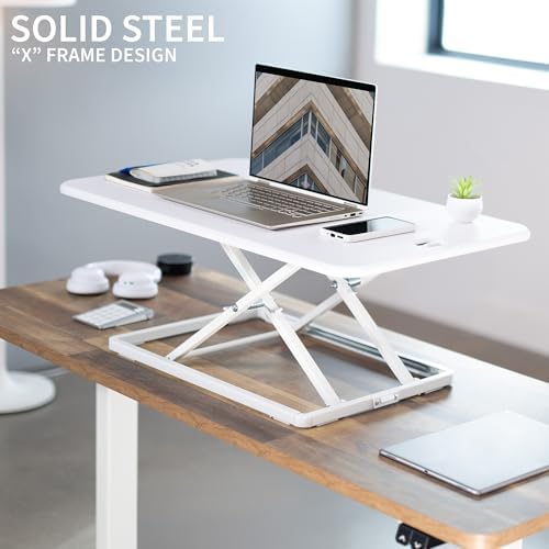 VIVO White 32 in Single Top Standing Desk Converter, DESK-V032JW - Image 4