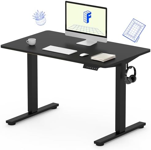 FLEXISPOT EN1 One-Piece Standing Desk, Electric Adjustable with 4 Memory Presets, 176 LBS Capacity, Stable & Quiet, Seamless Desktop for Home Office & Dual Monitors, 40"x24" Black by Unknown