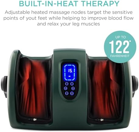 Best Choice Products Shiatsu Foot Massager with Heat for Plantar Fasciitis & Neuropathy, Kneading Foot & Calf Massager with Remote, 360° Adjustable Handle, Rolling & Compression Massage - Green - Image 3