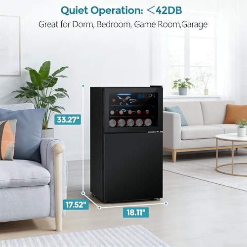 COWSAR 2.6 Cu.Ft Beverage Refrigerator & Mini Fridge with Freezer - Glass Door, Reversible Design, Adjustable Thermostat for Dorm, Office, Bedroom - Image 2