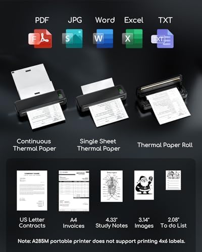 Portable Printers Wireless for Travel, Inkless Thermal Printer with Case - Image 4