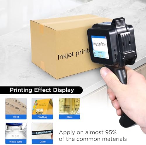 Handheld Inkjet Printer with 42ml Quick-Drying Ink Cartridge, 0.5 Inch Nozzle Ink Jet Coding Machine for EXP Date/Batch Number/QR Code/Barcode/Logo/Text (ZM-C12mini) (Black) - Image 3