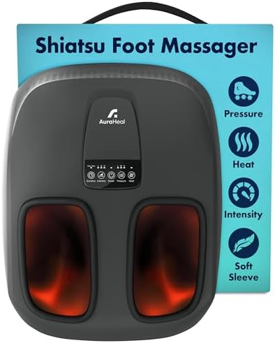 Shiatsu Foot Massager with Heat & Deep Kneading - Relieves Plantar Fasciitis, Neuropathy & Foot Fatigue - Features Adjustable Heat & 3 Compression Setting - Fits Up to Men’s Size 14 by Unknown