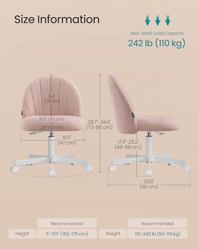 SONGMICS Office Chair, Swivel Makeup Vanity Desk Chair - Image 2
