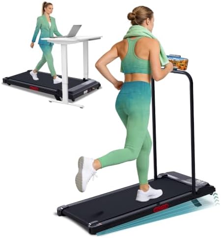 Portable Walking Pad Treadmill with Handle Bar and Incline for Home, 0.6-7.6MPH Under Desk Treadmill for Home Small, 350LBS Small Treadmills with Handles, 3.0HP Treadmills for Exercising by OKAYFOX