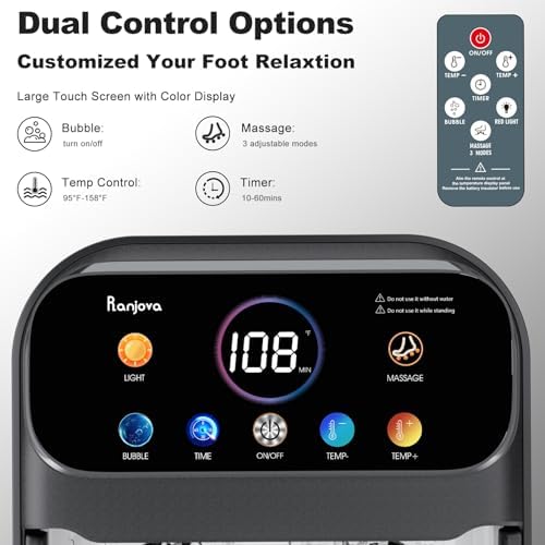 Ranjova Foot Spa Electric Rotary Massage with Heat, Bubble, Remote Control - Image 2