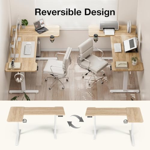 Acrolix L Shaped Electric Standing Desk,43x31.5 Reversible,Oak - Image 5