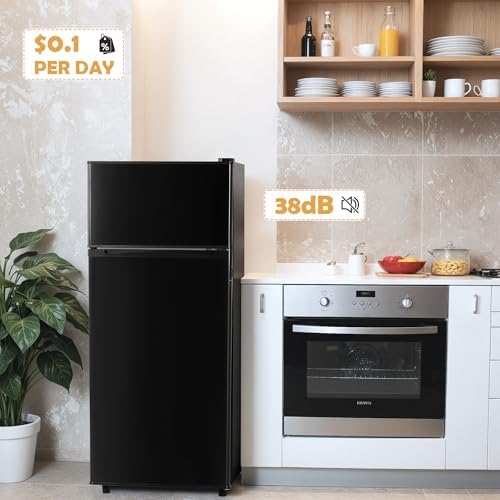 Manastin 4.4 Cu.Ft Mini Fridge Freezer for Dorm/Office, 2-Door, Quiet - Image 3