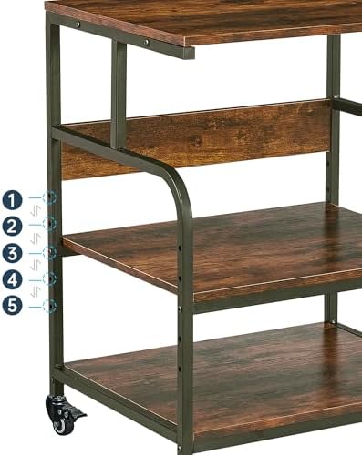 Fannova Large Printer Stand Table with Height Adjustable Storage Shelf - Image 4