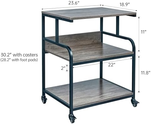 Fannova Gray Printer Stand, 23.6"x18.9" Large Printer Table with Storage - Image 2