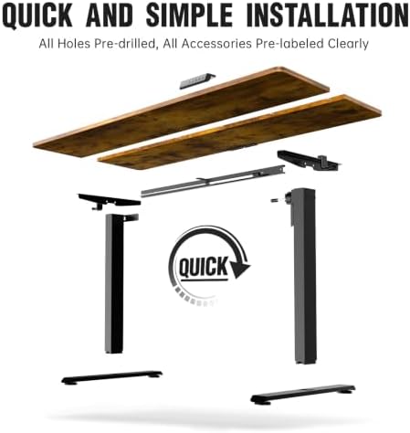 Veken 63×27.6 Inch Large Electric Standing Desk, Gaming Table, Brown - Image 4