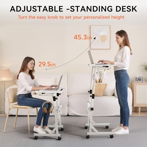 Oransail Small Standing Desk with Wheels, 29.5-45.3 Inch Adjustable Height - Image 4