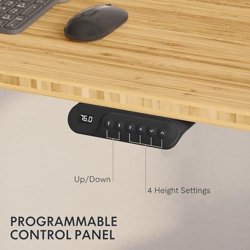 FLEXISPOT E6 Bamboo 3-Stage Dual Motor 60 x 30 Electric Standing Desk Sit Stand Up Desk, Holds 220 lbs, Adjustable Height w/Memory Presets, Solid Bamboo Curved Desktop & Black Frame, Ships in 2 Boxes - Image 5