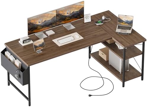Mericonia 55 inch L Shaped Gaming Desk, Large Corner Desk with Shelves by MERICONIA