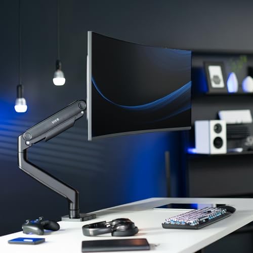 VIVO Heavy Duty Aluminum Ultrawide Monitor Tension Arm for up to 49 inch Screens, Holds 44 lbs, Premium Desk Mount Stand Designed for Samsung Odyssey G9 and More, Black, STAND-V101V - Image 2