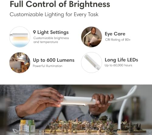 Reliable UberLight Flex LED Task Light with Clamp, 9 Light Settings, White - Image 2