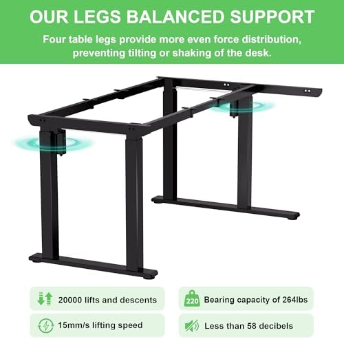 X-Win 63 Inches L-Shaped Electric Standing Desk, Dual Motor Height Adjustable Stand Up Corner Desk, Sit to Stand Workstation, Carbon Fiber Top - Image 6