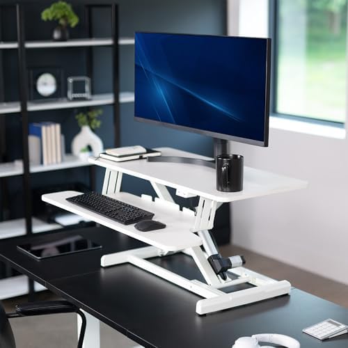 VIVO White 36 inch Electric Desk Converter, DESK-VE36W - Image 2