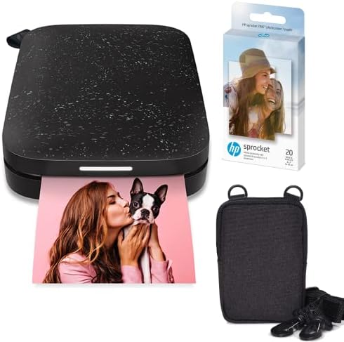 HP Sprocket Portable 2x3 Instant Photo Printer (Black Noir) Zink Paper Bundle by HP