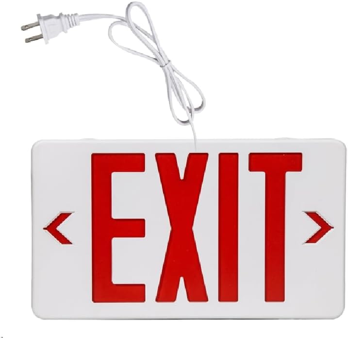 GZRUIYANG Red Exit Sign, LED Emergency Exit Light with Battery Backup, UL Listed, AC 120/277V, Exit Signs with Emergency Lights, Commercial Emergency Lights with Plug, Red by GZRUIYANG