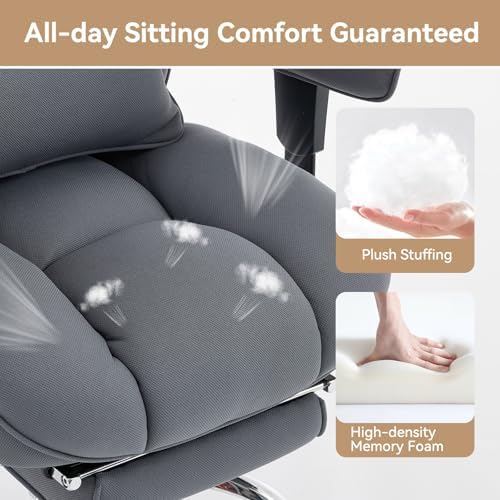 Efomao Executive Office Chair, Bluegrey Fabric Big and Tall Desk Chair - Image 6