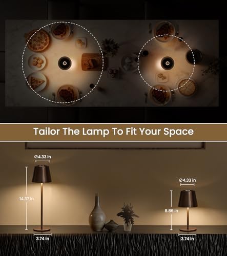 3 Pack Cordless Table Lamp, Portable Battery Operated Lamp with 3 Color Temps and Stepless Dimming, Rechargeable Table Lamp for Dinner, Desk, Cafe, Outdoor (Brushed Mocha) - Image 7