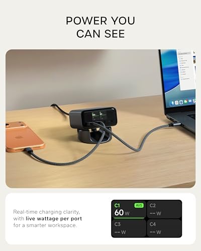 Satechi ChargeView 140W GaN Charger, Live Power Display, Space Black - Image 2